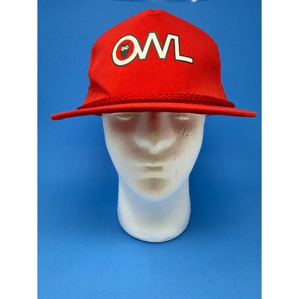 Vintage OWL Peacekeeper Snapback Trucker Hat Cap Red Mesh Retro Flat Bill